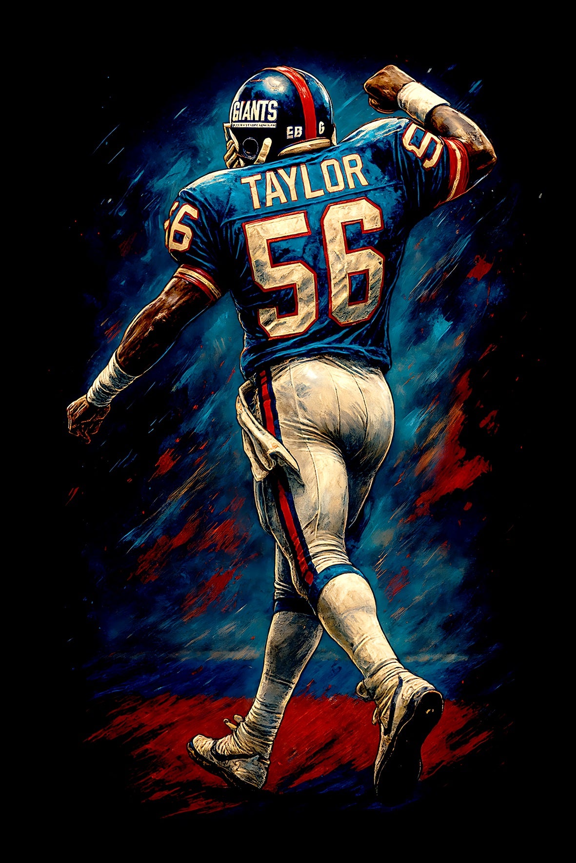 Halftone Lab - New York Giants Lawrence Taylor NFL027 - Black Tee