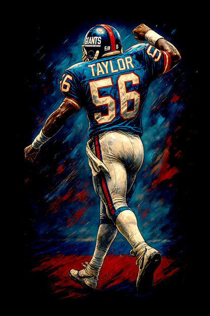 Halftone Lab - New York Giants Lawrence Taylor NFL027 - Black Tee