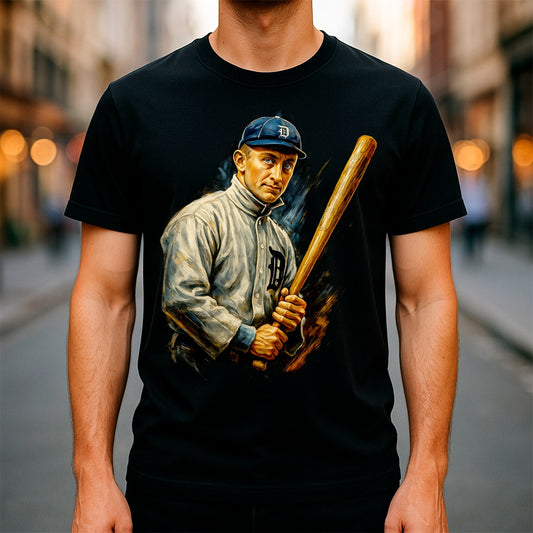 Halftone Lab - MLB Legends Detroit Tigers Ty Cobb 01 - Black Tee
