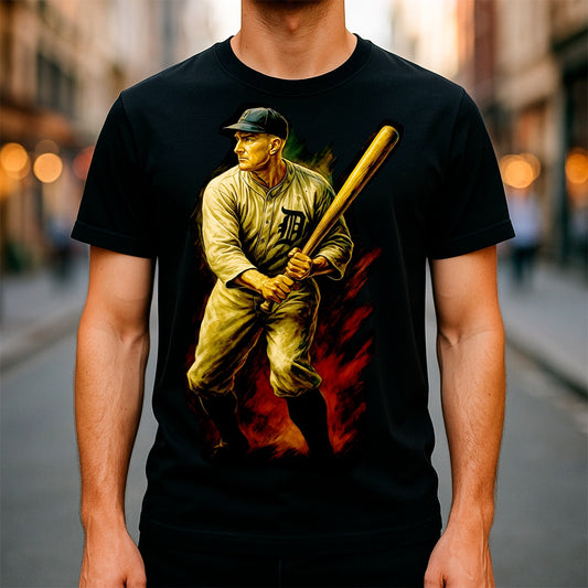 Halftone Lab - MLB Legends Detroit Tigers Ty Cobb 02 - Black Tee