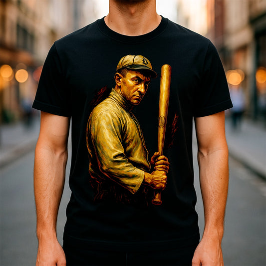 Halftone Lab - MLB Legends Detroit Tigers Ty Cobb 04 - Black Tee