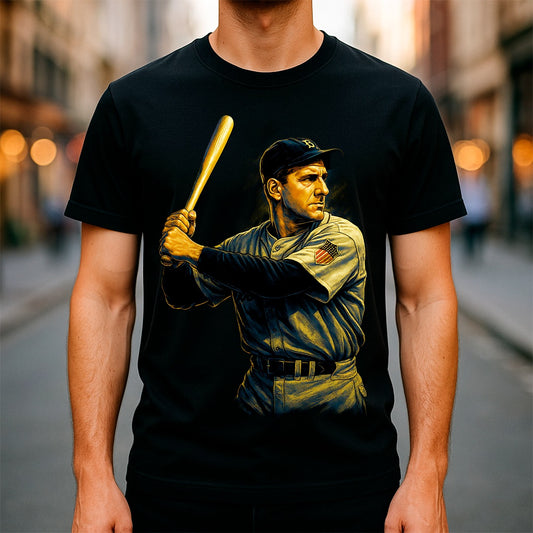 Halftone Lab - MLB Legends Detroit Tigers Hank Greenberg 02 - Black Tee
