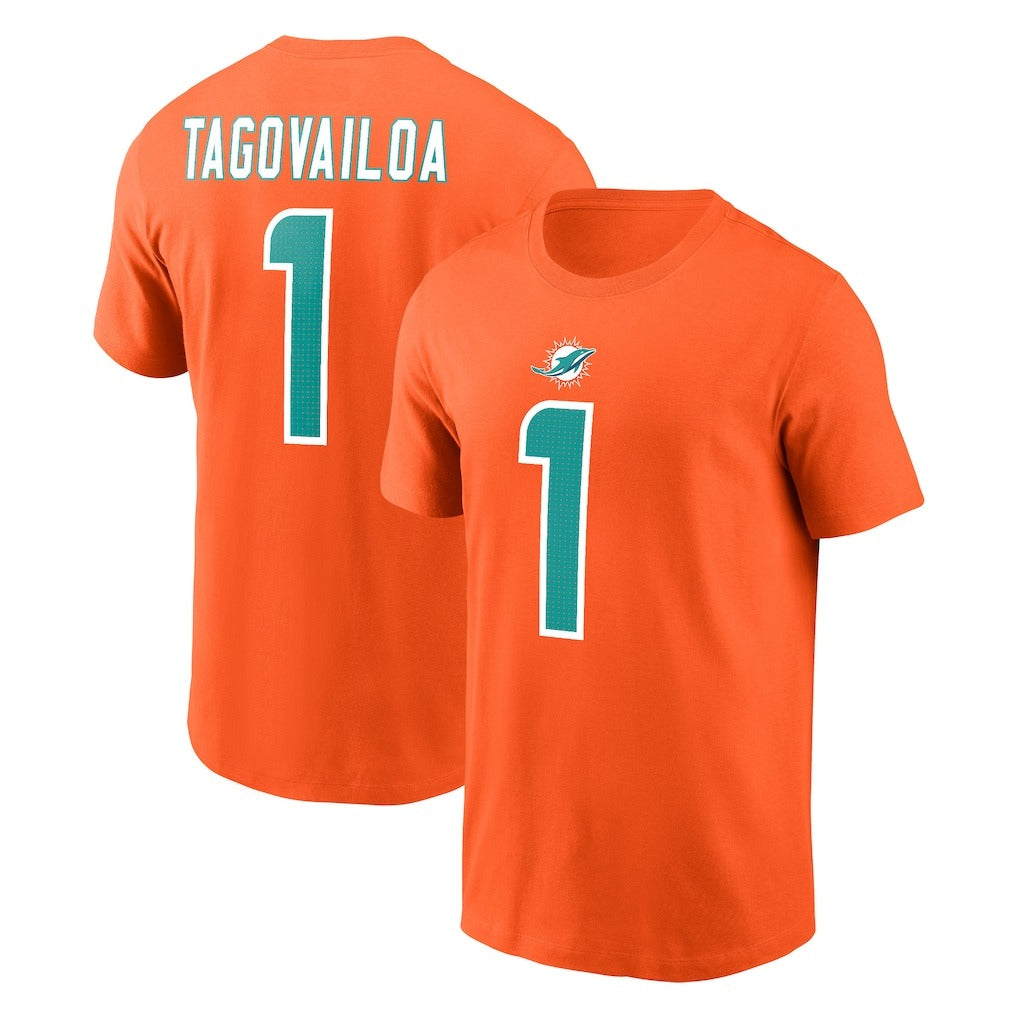 Tua Tagovailoa Miami Dolphins Player Name & Number T-Shirt - Orange