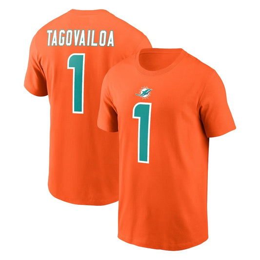 Tua Tagovailoa Miami Dolphins Player Name & Number T-Shirt - Orange