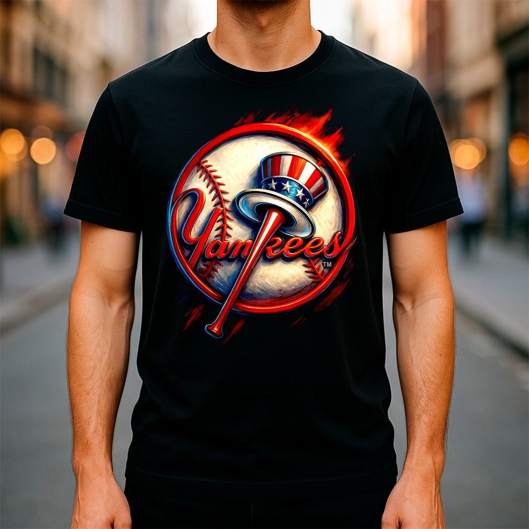 Halftone Lab - New York Yankees Logo 02 - Black Tee