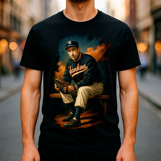 Halftone Lab - MLB Legends New York Yankees Joe Dimaggio 03 - Black Tee