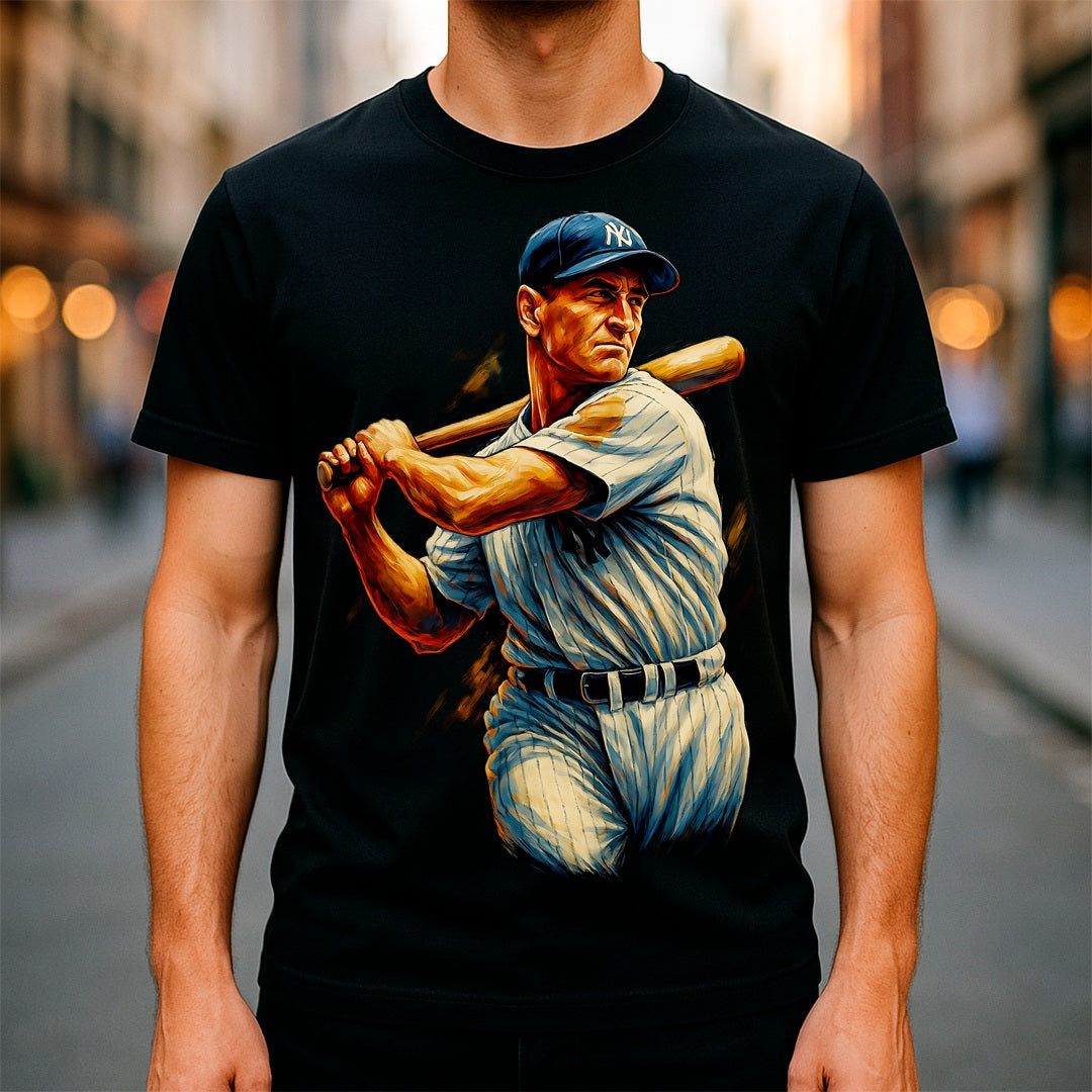 Halftone Lab - MLB Legends New York Yankees Lou Gehrig 01 - Black Tee