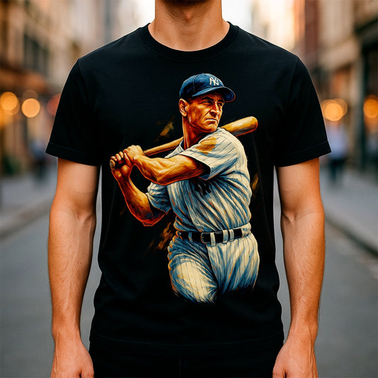 Halftone Lab - MLB Legends New York Yankees Lou Gehrig 01 - Black Tee