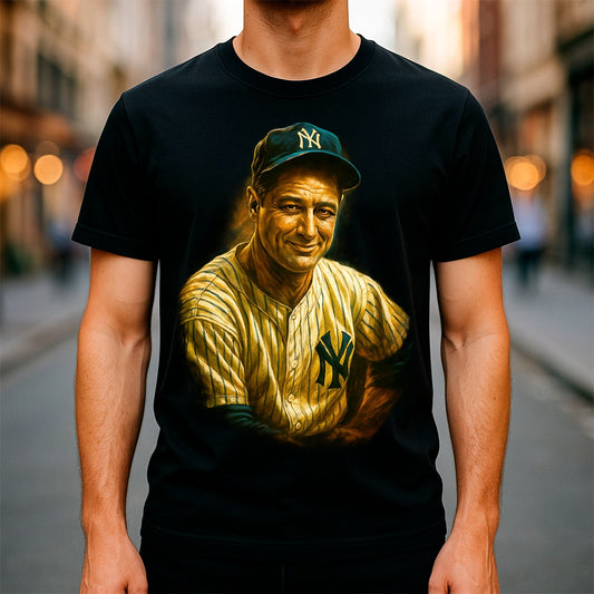 Halftone Lab - MLB Legends New York Yankees Lou Gehrig 04 - Black Tee