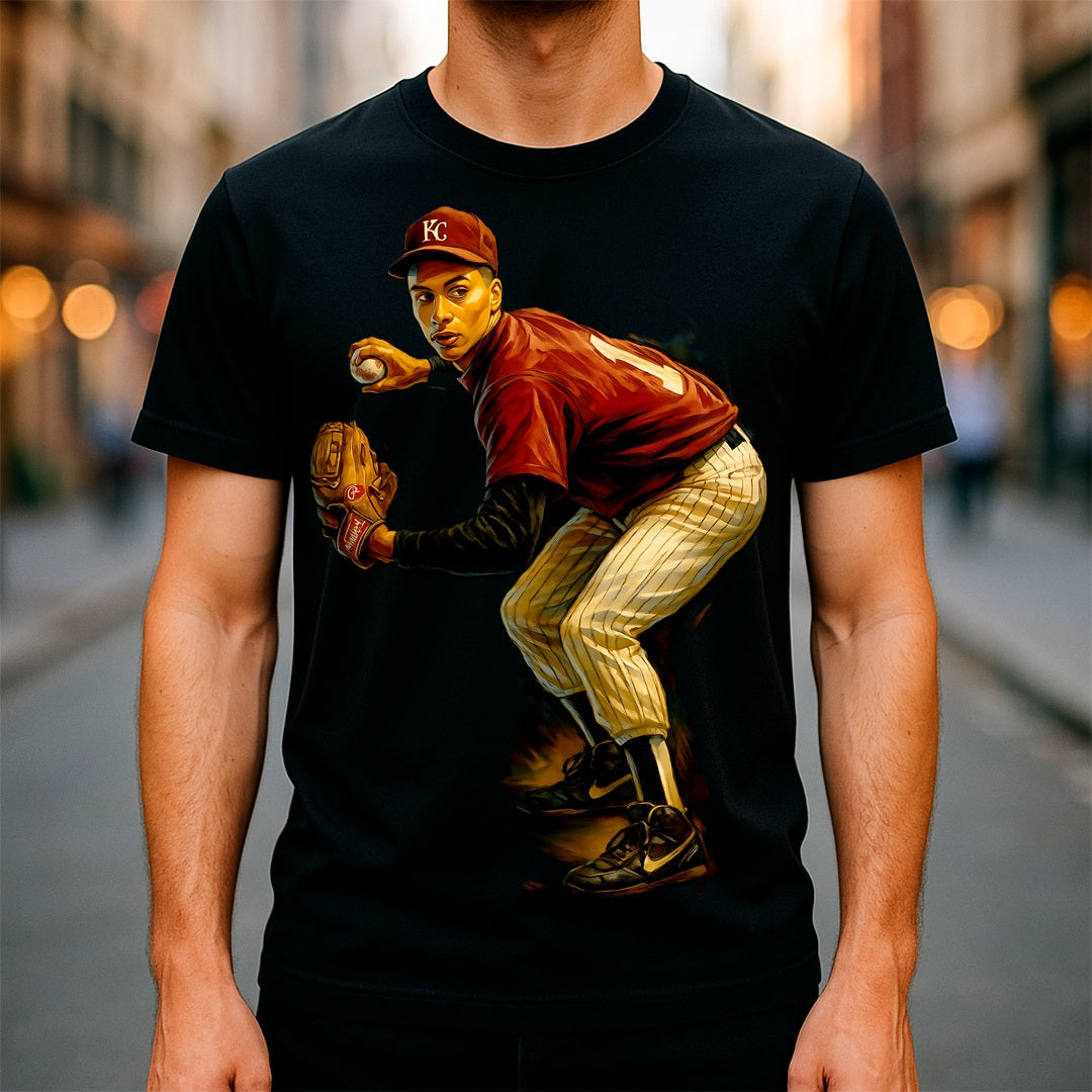 Halftone Lab - MLB Legends New York Yankees Kalamazoo College Derek Jeter 01 - Black Tee