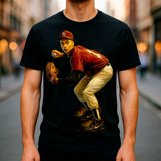 Halftone Lab - MLB Legends New York Yankees Kalamazoo College Derek Jeter 01 - Black Tee