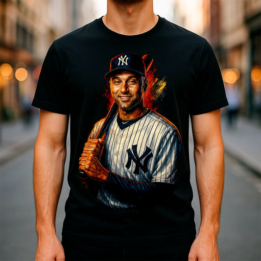 Halftone Lab - MLB Legends New York Yankees Derek Jeter 03 - Black Tee