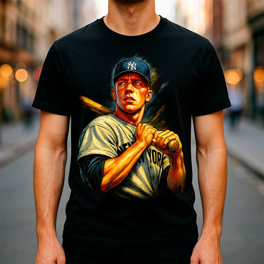 Halftone Lab - MLB Legends New York Yankees Mickey Mantle 02 - Black Tee