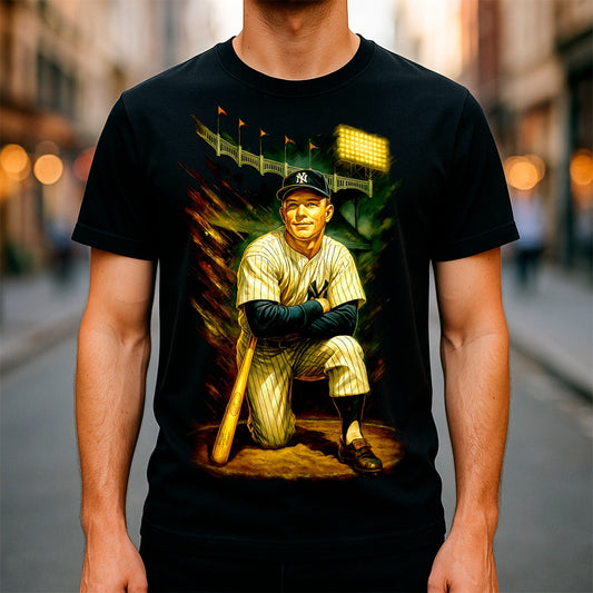 Halftone Lab - MLB Legends New York Yankees Mickey Mantle 04 - Black Tee