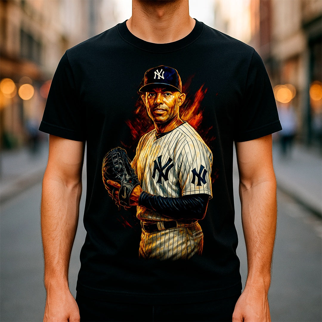 Halftone Lab - MLB Legends New York Yankees Mariano Rivera 01 - Black Tee