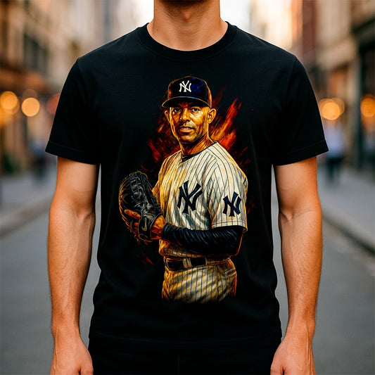 Halftone Lab - MLB Legends New York Yankees Mariano Rivera 01 - Black Tee