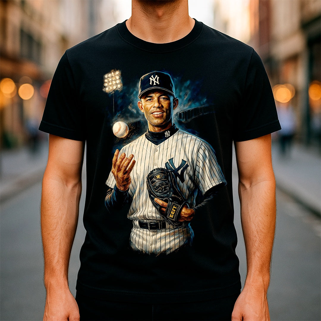 Halftone Lab - MLB Legends New York Yankees Mariano Rivera 02 - Black Tee