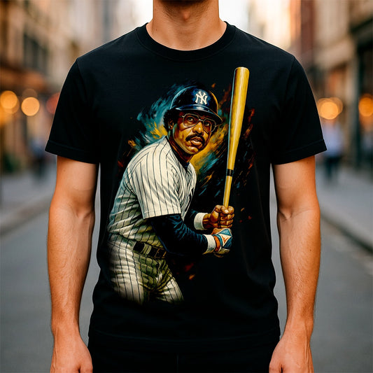 Halftone Lab - MLB Legends New York Yankees Reggie Jackson 01 - Black Tee