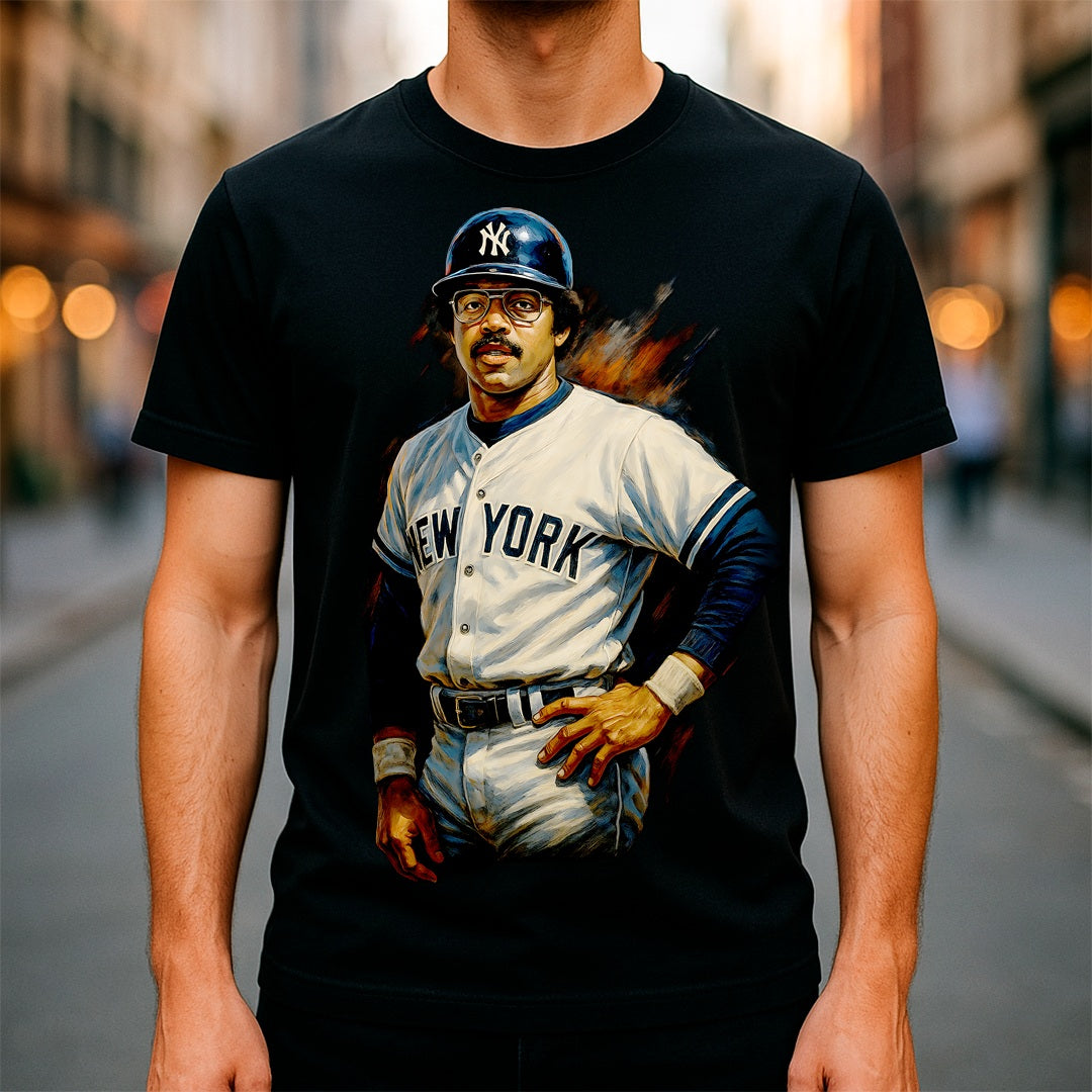 Halftone Lab - MLB Legends New York Yankees Reggie Jackson 03 - Black Tee