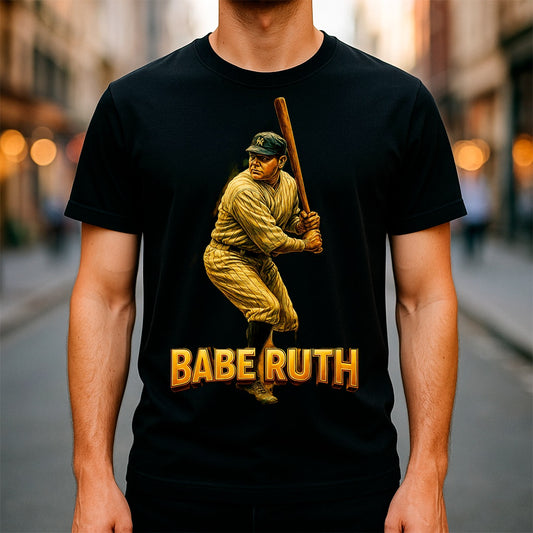 Halftone Lab - MLB Legends New York Yankees Babe Ruth 01 - Black Tee
