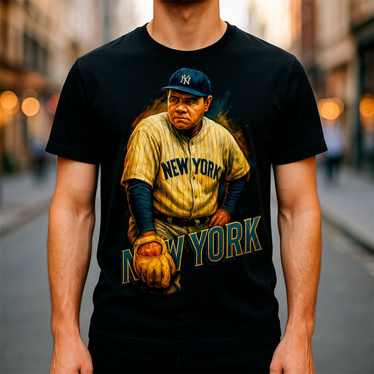 Halftone Lab - MLB Legends New York Yankees Babe Ruth 02 - Black Tee