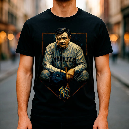Halftone Lab - MLB Legends New York Yankees Babe Ruth 03 - Black Tee