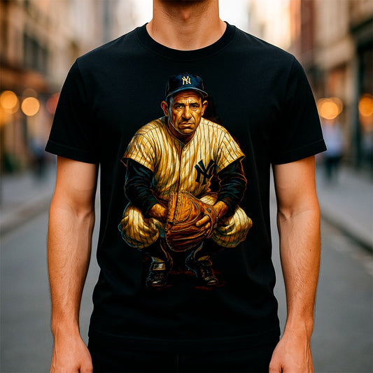 Halftone Lab - MLB Legends New York Yankees Yogi Berra 03 - Black Tee
