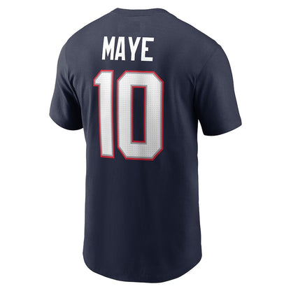 Drake Maye New England Patriots Icon Name & Number T-Shirt - Navy Blue