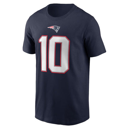 Drake Maye New England Patriots Icon Name & Number T-Shirt - Navy Blue