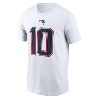 Drake Maye New England Patriots Icon Player Name & Number T-Shirt - White