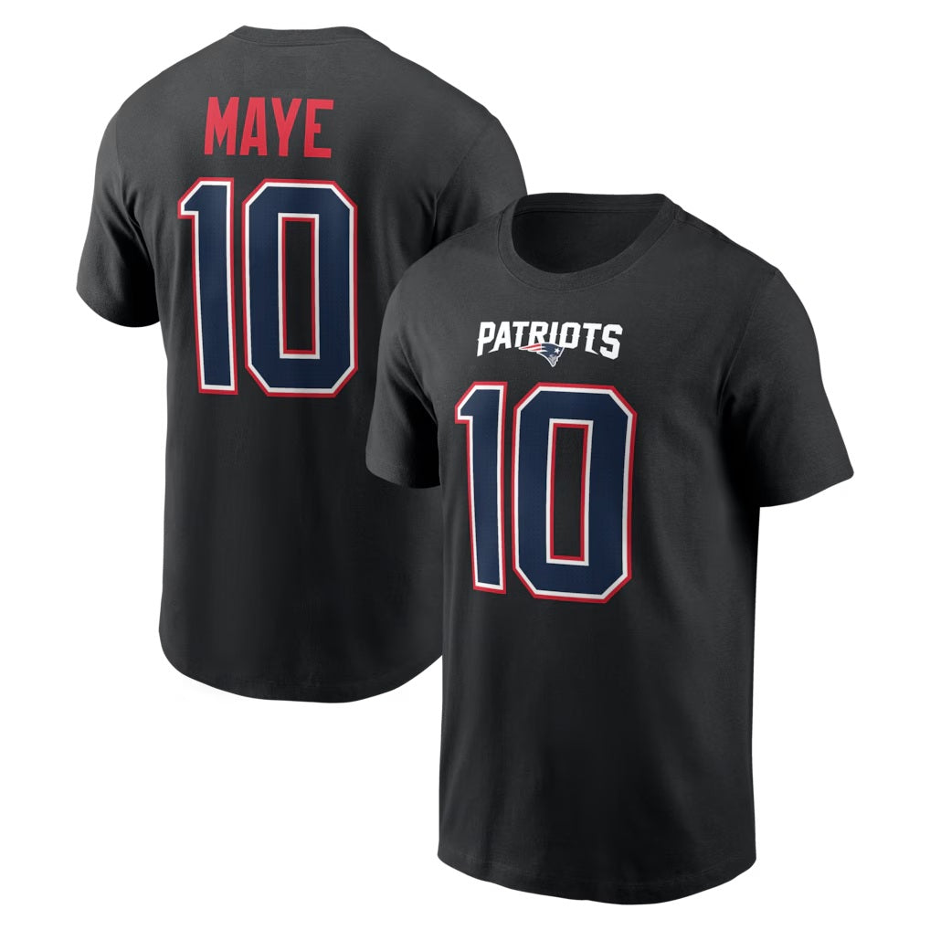 Drake Maye New England Patriots Carbon Name & Number T-Shirt - Black