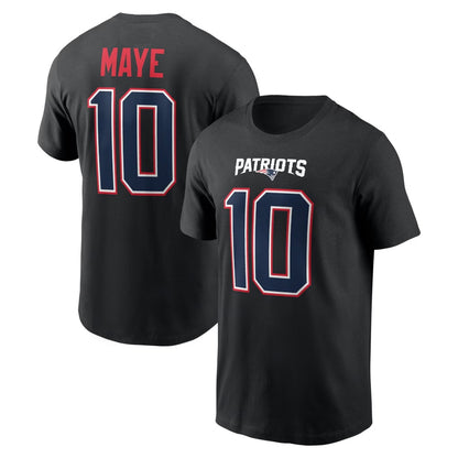 Drake Maye New England Patriots Carbon Name & Number T-Shirt - Black