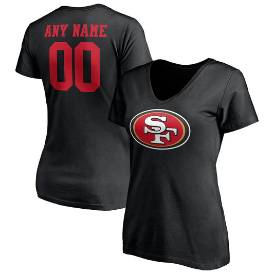 San Francisco 49ers Women's Team Custom V-Neck T-Shirt - Black