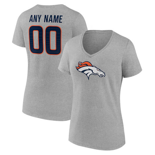 Denver Broncos Women's Team Custom V-Neck T-Shirt - Grey