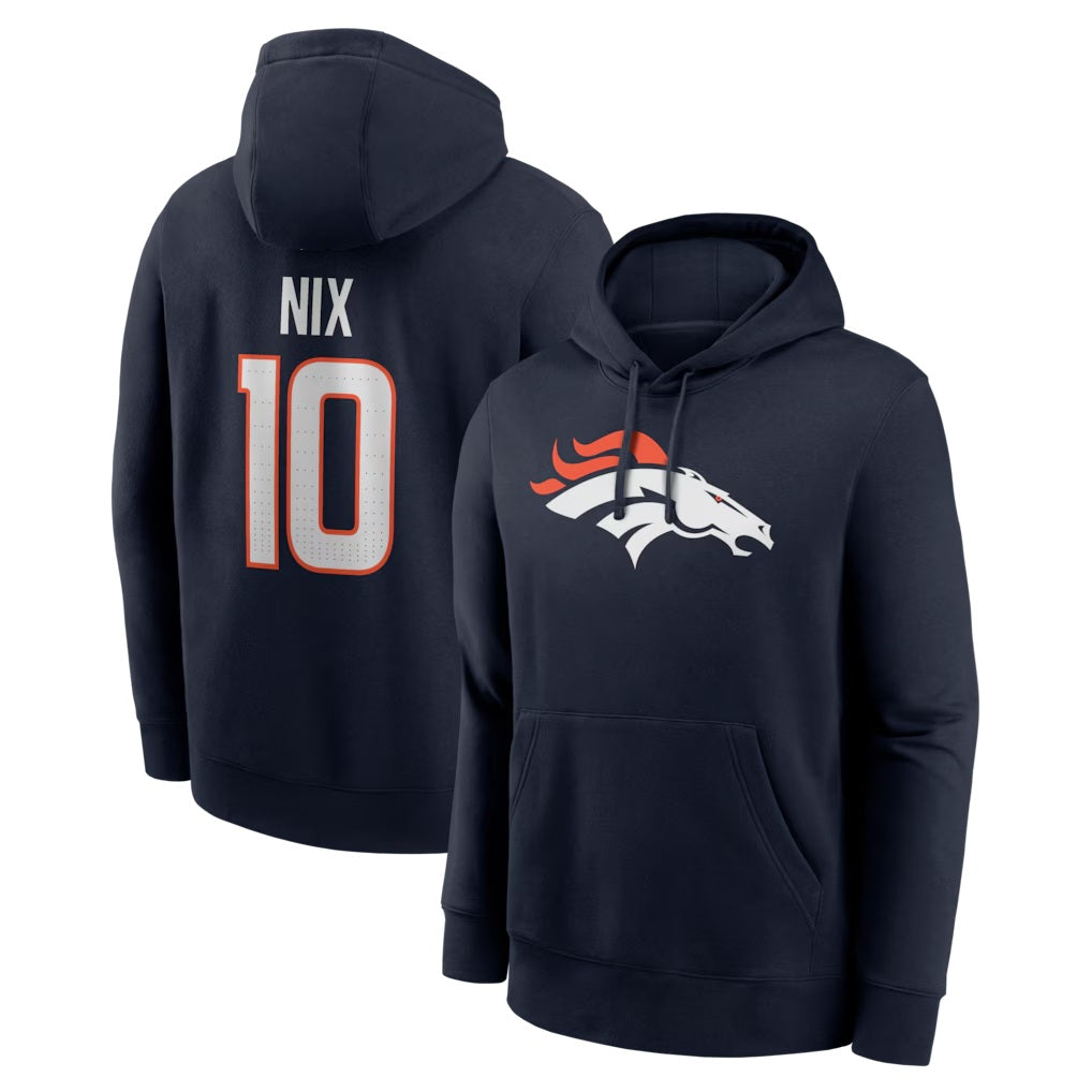 Bo Nix Denver Broncos Primary Team Logo Hoodie - Navy