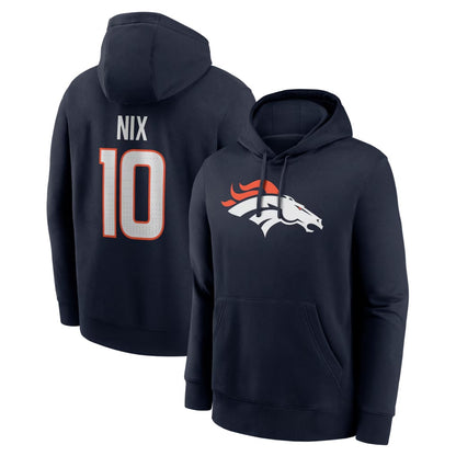 Bo Nix Denver Broncos Primary Team Logo Hoodie - Navy