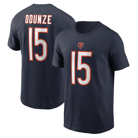 Rome Odunze Chicago Bears Icon Name & Number T-Shirt - Navy Blue