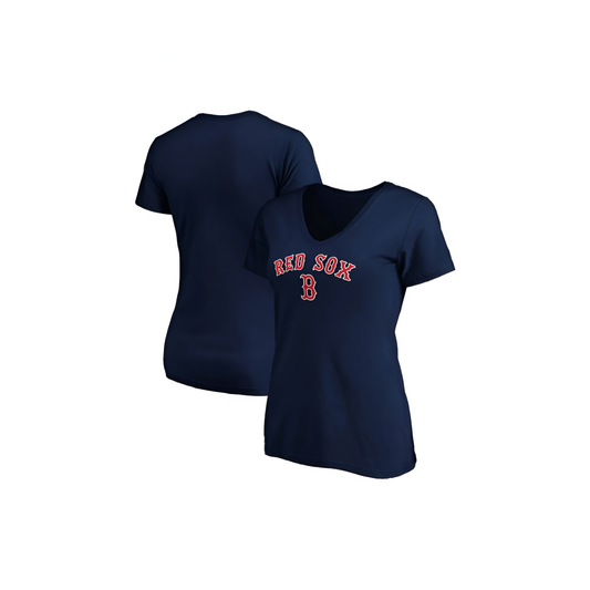 T-SHIRT RED SOX NEXT LEVEL WOMEN TEAM NAME LOGO - NAVY BLUE