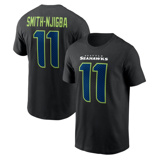 Jaxon Smith-Njigba Seahawks Player Name & Number T-Shirt - Black