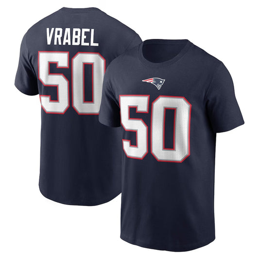 Mike Vrabel New England Patriots Icon Name & Number T-Shirt - Navy Blue